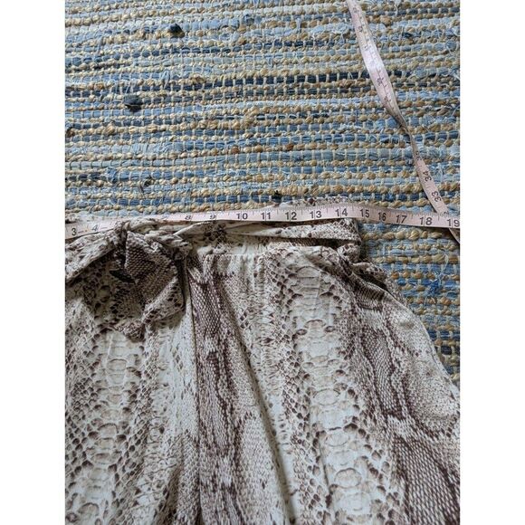 Python Snakeskin Palazzo Pants L Wide Leg Large Tie Front Animal Print Mobwife - Picture 7 of 8